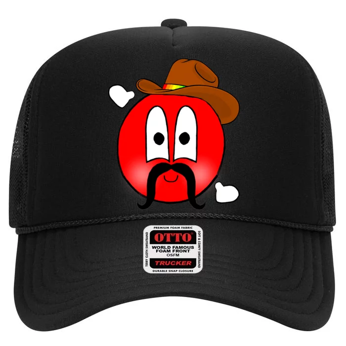 Colour Happy Red Face Hands Cow Day High Crown Mesh Trucker Hat