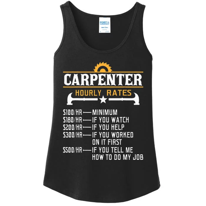 Carpenter Hourly Rate Funny Carpentry Woodworking Ladies Essential Tank