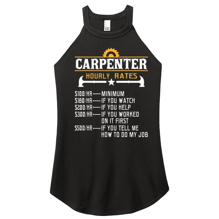 Carpenter Hourly Rate Funny Carpentry Woodworking Women’s Perfect Tri Rocker Tank