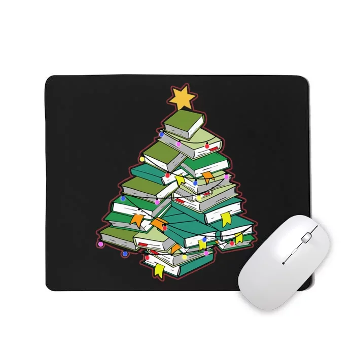 Cozy Holiday Reading Festive Library Tree for Book Enthusiasts Mousepad