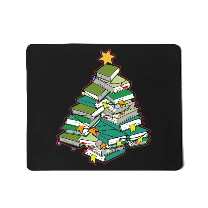 Cozy Holiday Reading Festive Library Tree for Book Enthusiasts Mousepad