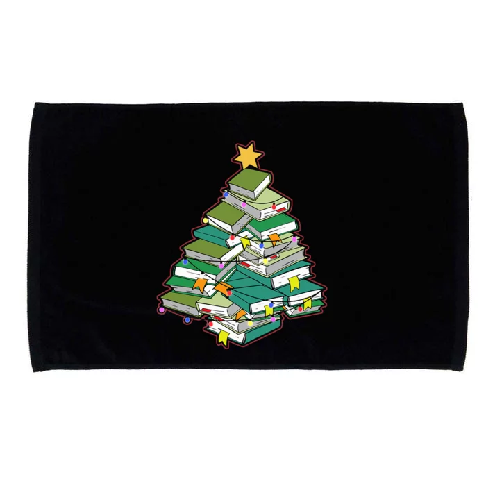 Cozy Holiday Reading Festive Library Tree for Book Enthusiasts Microfiber Hand Towel