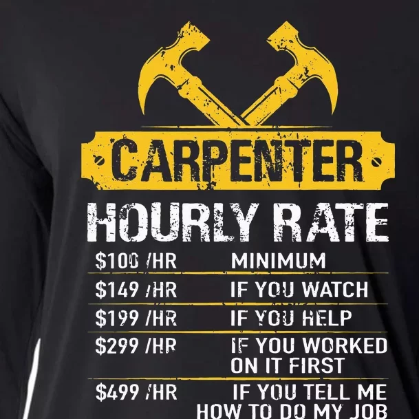 Carpenter Hourly Rate Funny Worker Woodworking Carpenter Cooling Performance Long Sleeve Crew