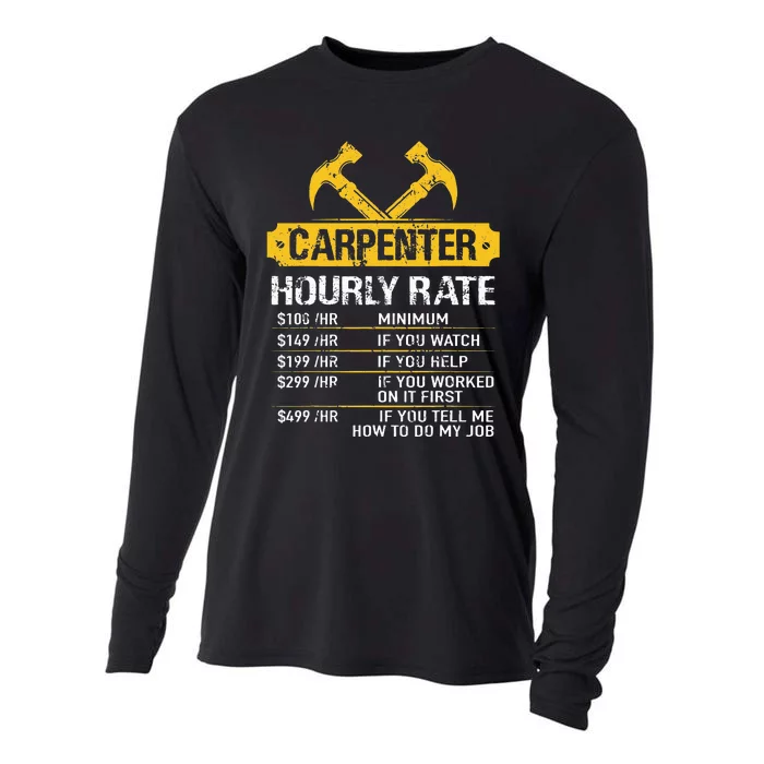 Carpenter Hourly Rate Funny Worker Woodworking Carpenter Cooling Performance Long Sleeve Crew