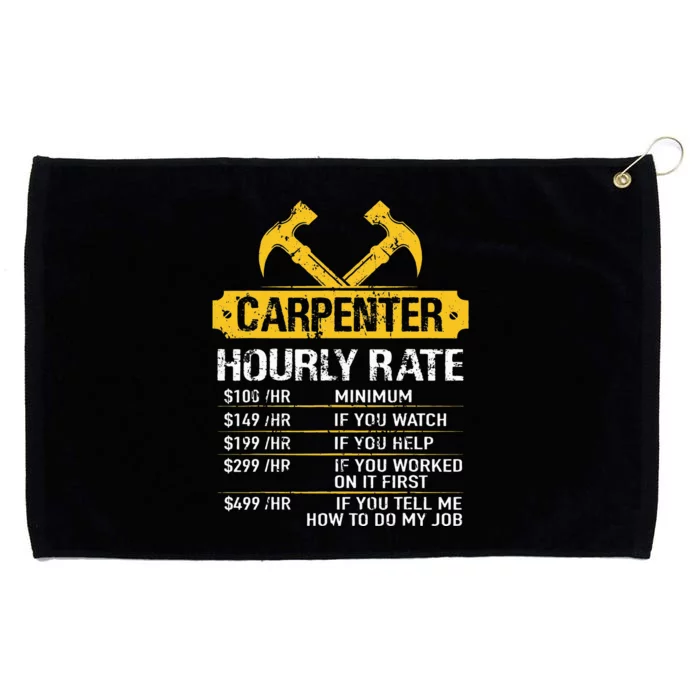 Carpenter Hourly Rate Funny Worker Woodworking Carpenter Grommeted Golf Towel