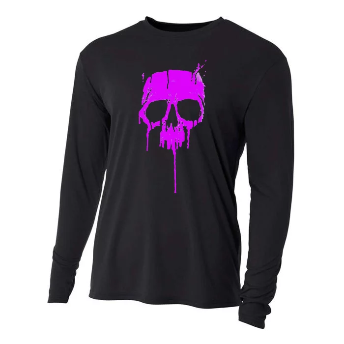 Classic Hard Rock Graffiti Skull Dripping Paint Cooling Performance Long Sleeve Crew