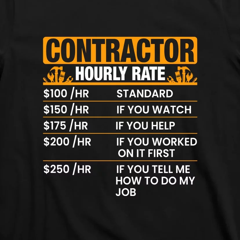 Contractor Hourly Rate Labor Day Gift T-Shirt