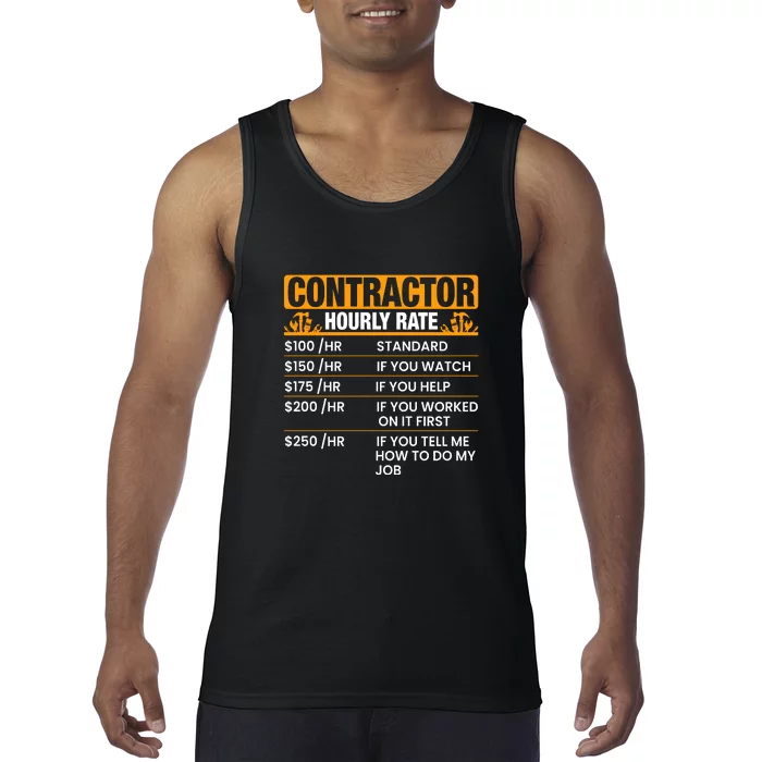 Contractor Hourly Rate Labor Day Gift Tank Top