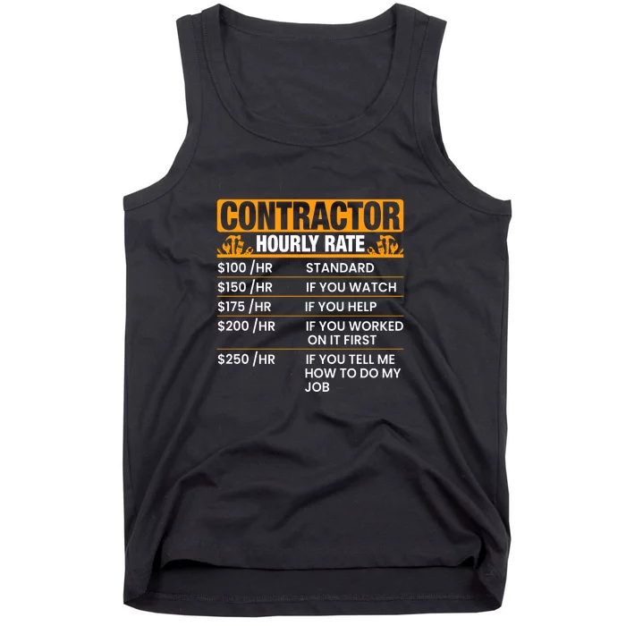 Contractor Hourly Rate Labor Day Gift Tank Top