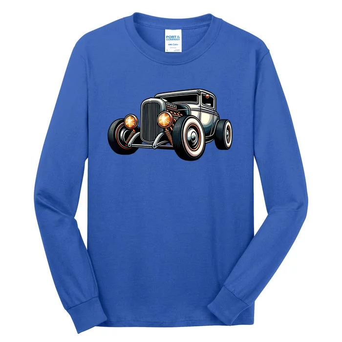 Classic Hot Rod Retro Vintage Custom Hotrod Car Illustration Tall Long Sleeve T-Shirt