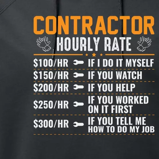 Contractor Hourly Rate Labor Day Graphic Performance Fleece Hoodie