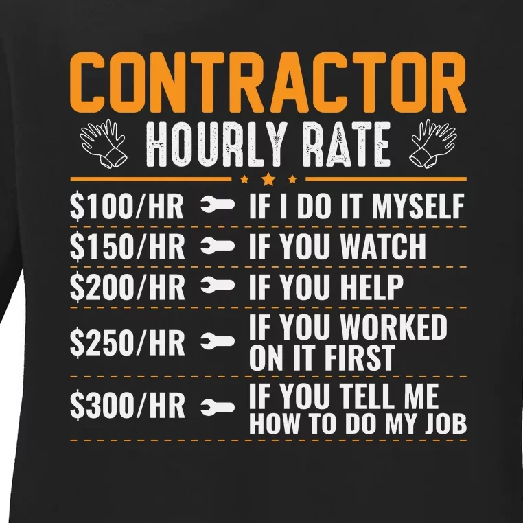 Contractor Hourly Rate Labor Day Graphic Ladies Long Sleeve Shirt