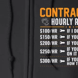 Contractor Hourly Rate Labor Day Graphic Full Zip Hoodie