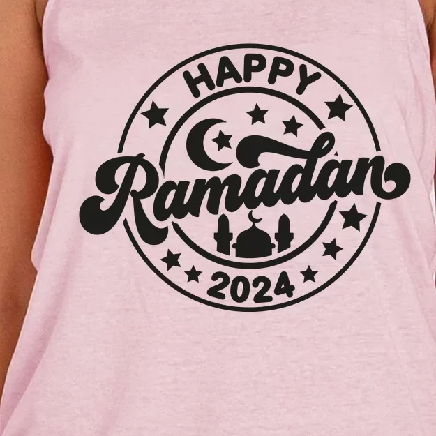 Cool Happy Ramadan 2024 Women's Knotted Racerback Tank