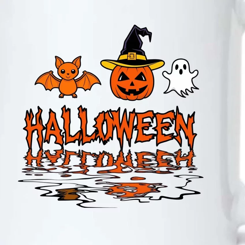 Cute Halloween Reflections Pumpkin Bat And Ghost Design Black Color Changing Mug