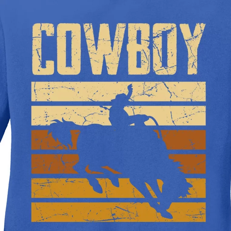 Cow Horse Riding Rodeo Lover Gift Ladies Long Sleeve Shirt