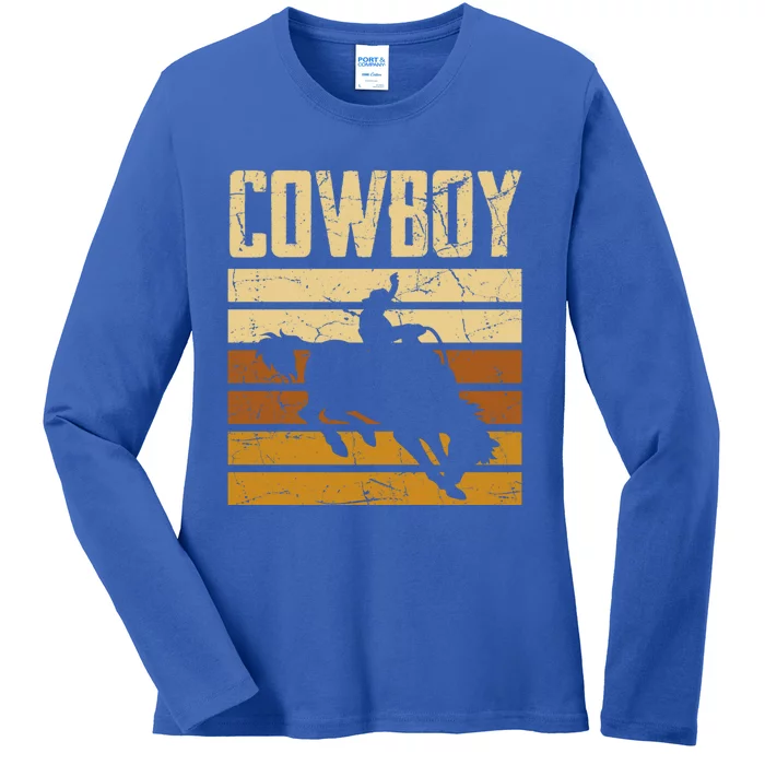 Cow Horse Riding Rodeo Lover Gift Ladies Long Sleeve Shirt