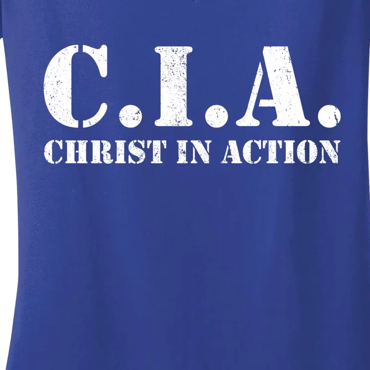 Christ In Action CIA Women's V-Neck T-Shirt