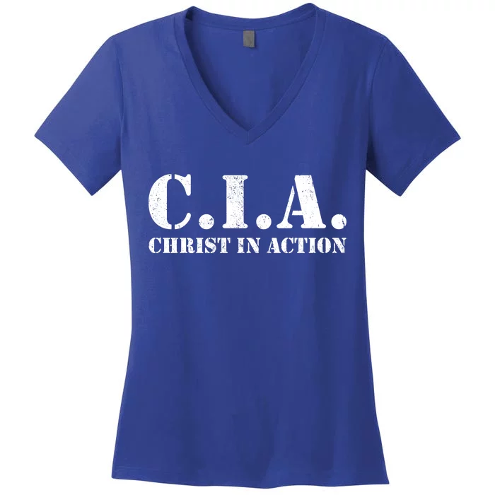 Christ In Action CIA Women's V-Neck T-Shirt