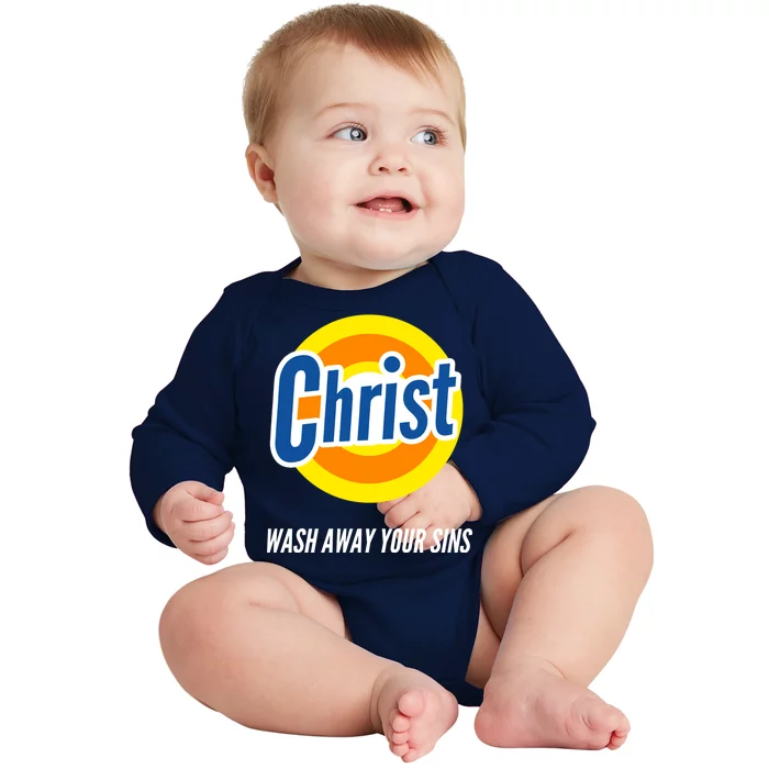 Christ Stain Remover Wash Away Your Sins Baby Long Sleeve Bodysuit