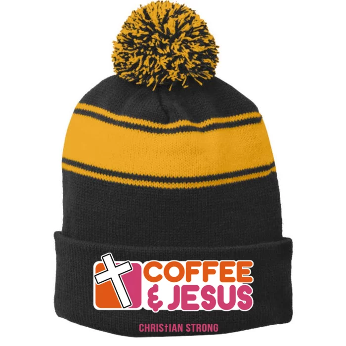 Christian Dunkin Strong Stripe Pom Pom Beanie