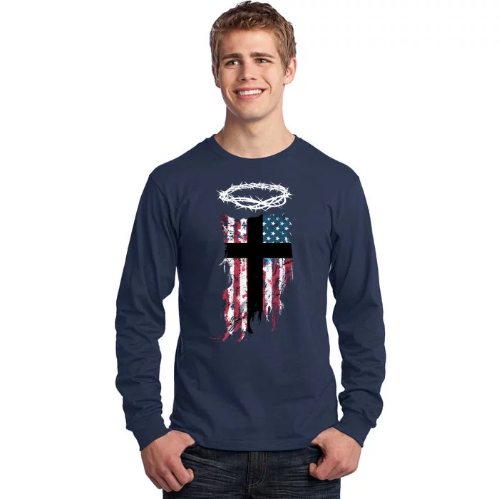 Christian Patriotic USA Flag Tall Long Sleeve T-Shirt