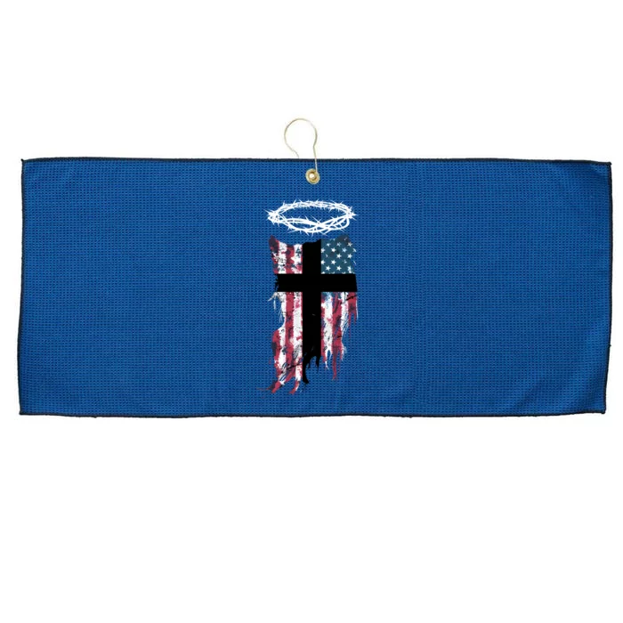 Christian Patriotic USA Flag Large Microfiber Waffle Golf Towel