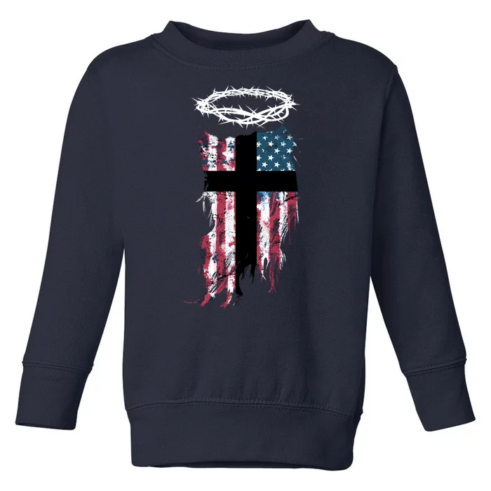 Christian Patriotic USA Flag Toddler Sweatshirt