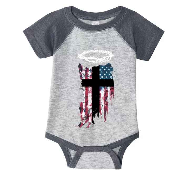 Christian Patriotic USA Flag Infant Baby Jersey Bodysuit