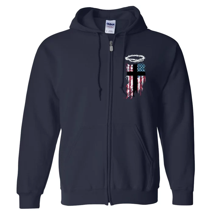 Christian Patriotic USA Flag Full Zip Hoodie