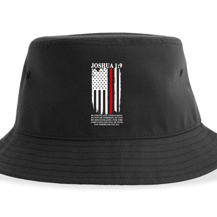 Christian Red Thin Line Sustainable Bucket Hat