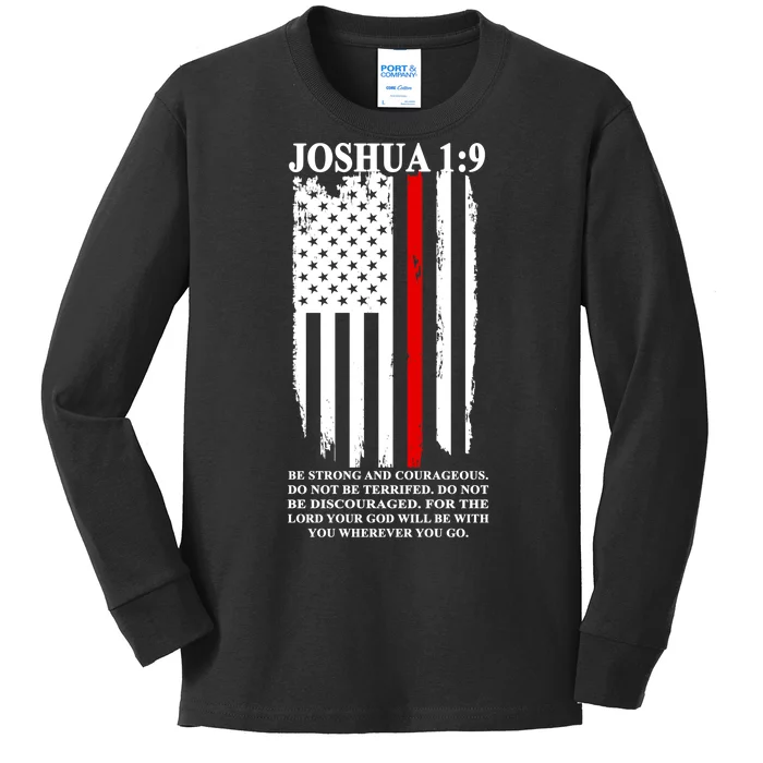 Christian Red Thin Line Kids Long Sleeve Shirt