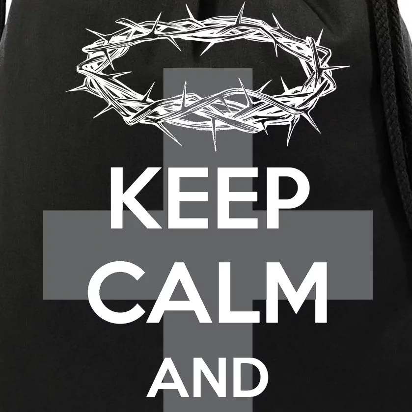 Christian Slogan: Keep Calm and Trust God Drawstring Bag