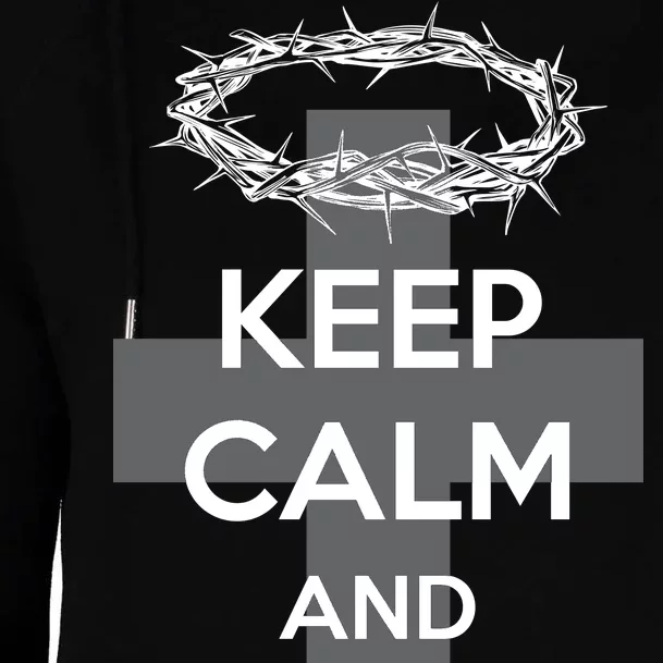 Christian Slogan: Keep Calm and Trust God Womens Funnel Neck Pullover Hood