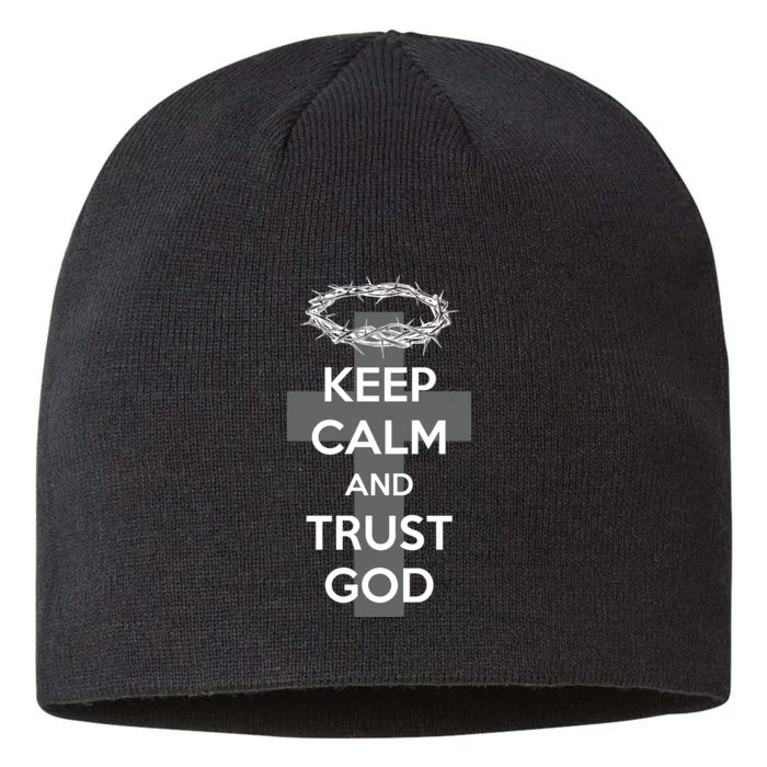 Christian Slogan: Keep Calm and Trust God 8 1/2in Sustainable Knit Beanie