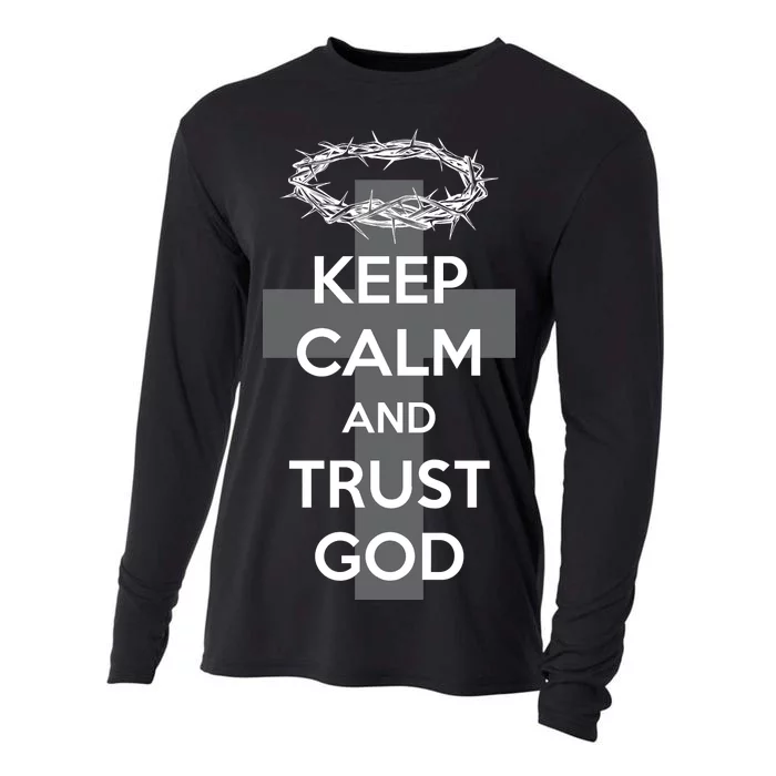 Christian Slogan: Keep Calm and Trust God Cooling Performance Long Sleeve Crew