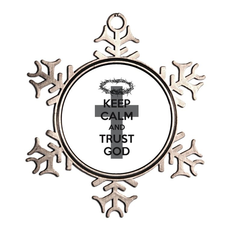 Christian Slogan: Keep Calm and Trust God Metallic Star Ornament