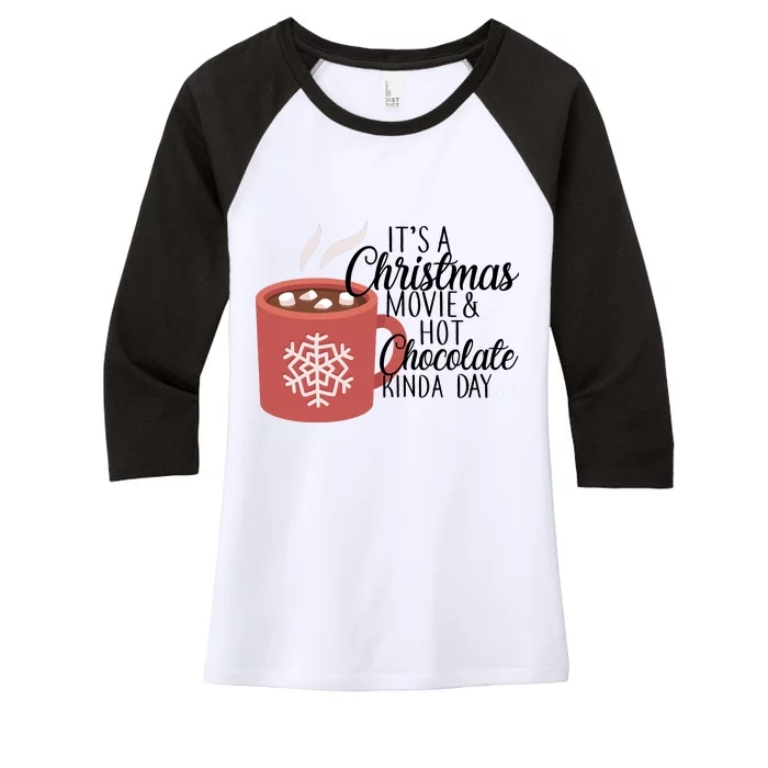 Christmas  Movie and Hot Chocolate Women's Tri-Blend 3/4-Sleeve Raglan Shirt