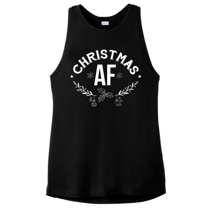 Christmas AF Ladies Tri-Blend Wicking Tank