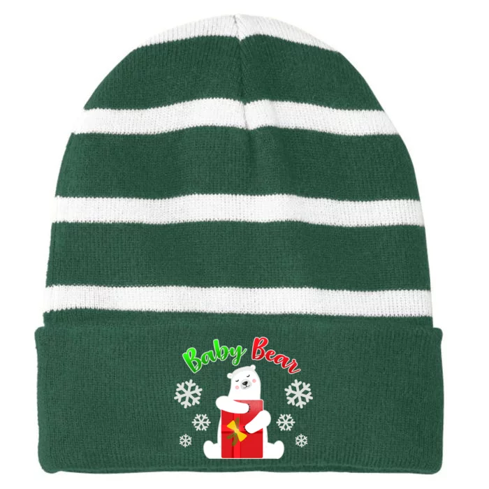 Christmas Baby Bear Striped Beanie with Solid Band