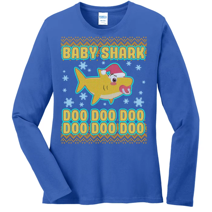 Christmas Baby Shark Doo Doo Doo Ladies Long Sleeve Shirt