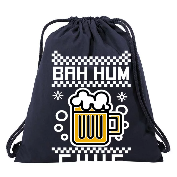 Christmas Bah Hum Chug Ugly Sweater Design Drawstring Bag