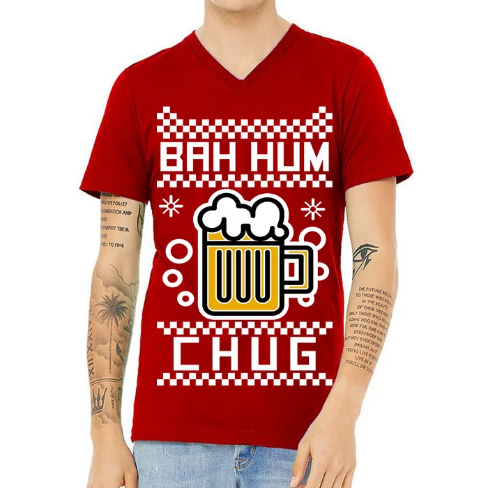 Christmas Bah Hum Chug Ugly Sweater Design V-Neck T-Shirt