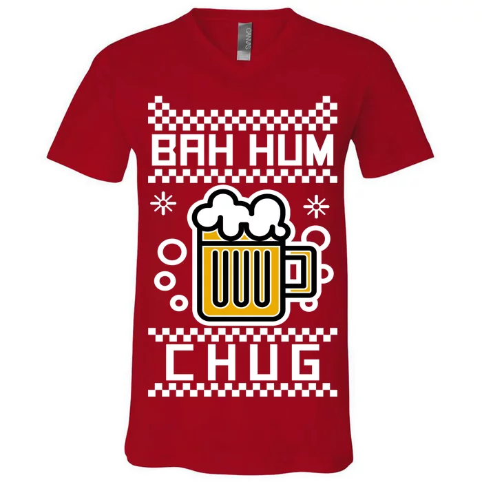 Christmas Bah Hum Chug Ugly Sweater Design V-Neck T-Shirt