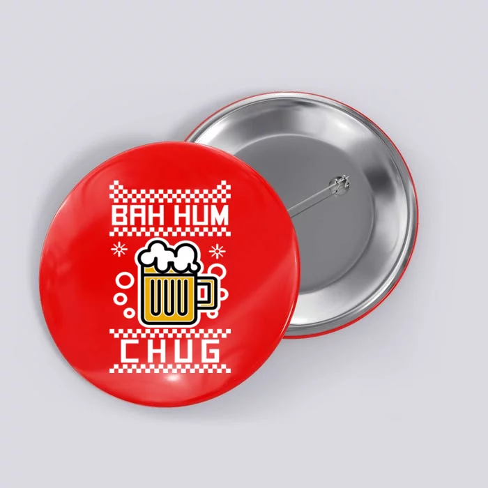 Christmas Bah Hum Chug Ugly Sweater Design Button