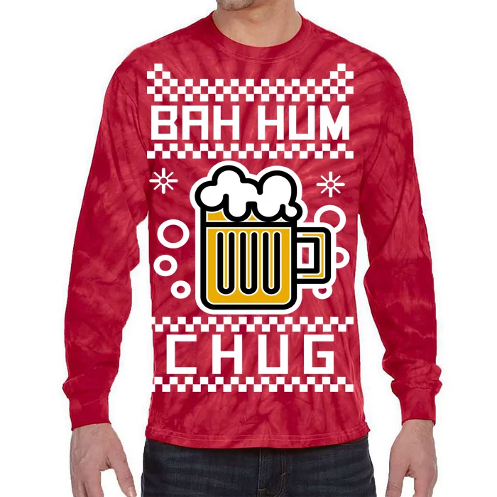 Christmas Bah Hum Chug Ugly Sweater Design Tie-Dye Long Sleeve Shirt