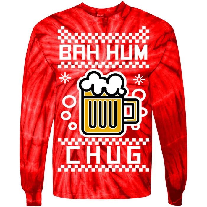 Christmas Bah Hum Chug Ugly Sweater Design Tie-Dye Long Sleeve Shirt