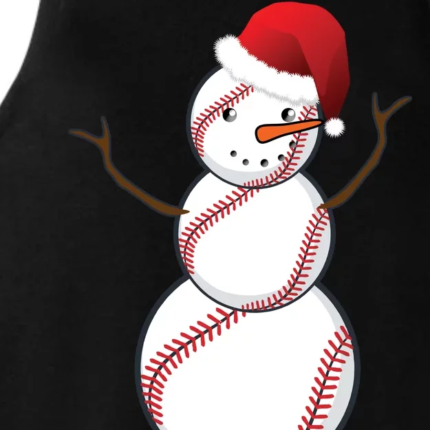 Christmas Baseball Snowman Ladies Tri-Blend Wicking Tank