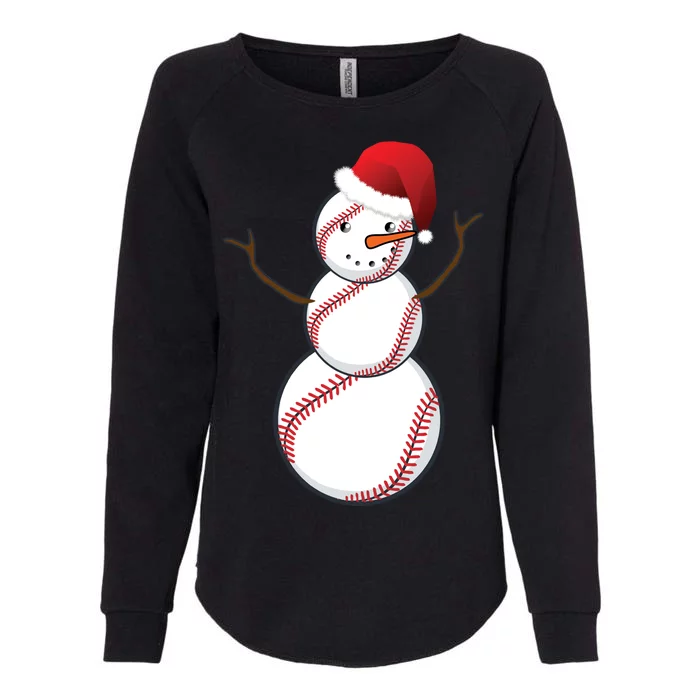 Christmas Baseball Snowman Womens California Wash Sweatshirt