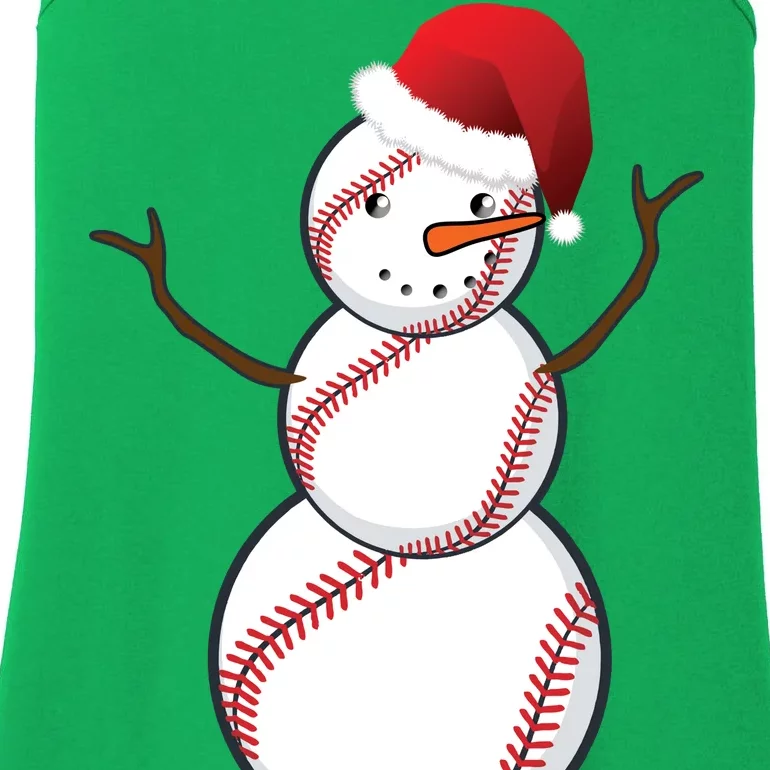 Christmas Baseball Snowman Ladies Essential Tank